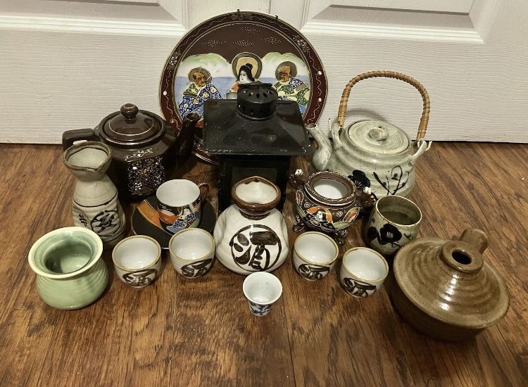 Oriental Chinaware Japan Tea Set Sake Kitchenware Dishes Porcelain Ceramic Fine China