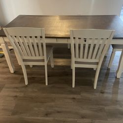 Farmhouse Style Wood Dining Table Set