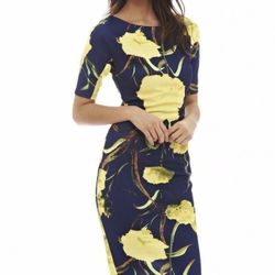 Women Dress Elegant Floral Print Work Business Casual Party