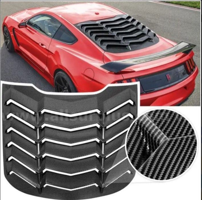 Ford Mustang 2015-2023 - Rear Window Louver- (Glossy Carbon Fiber)