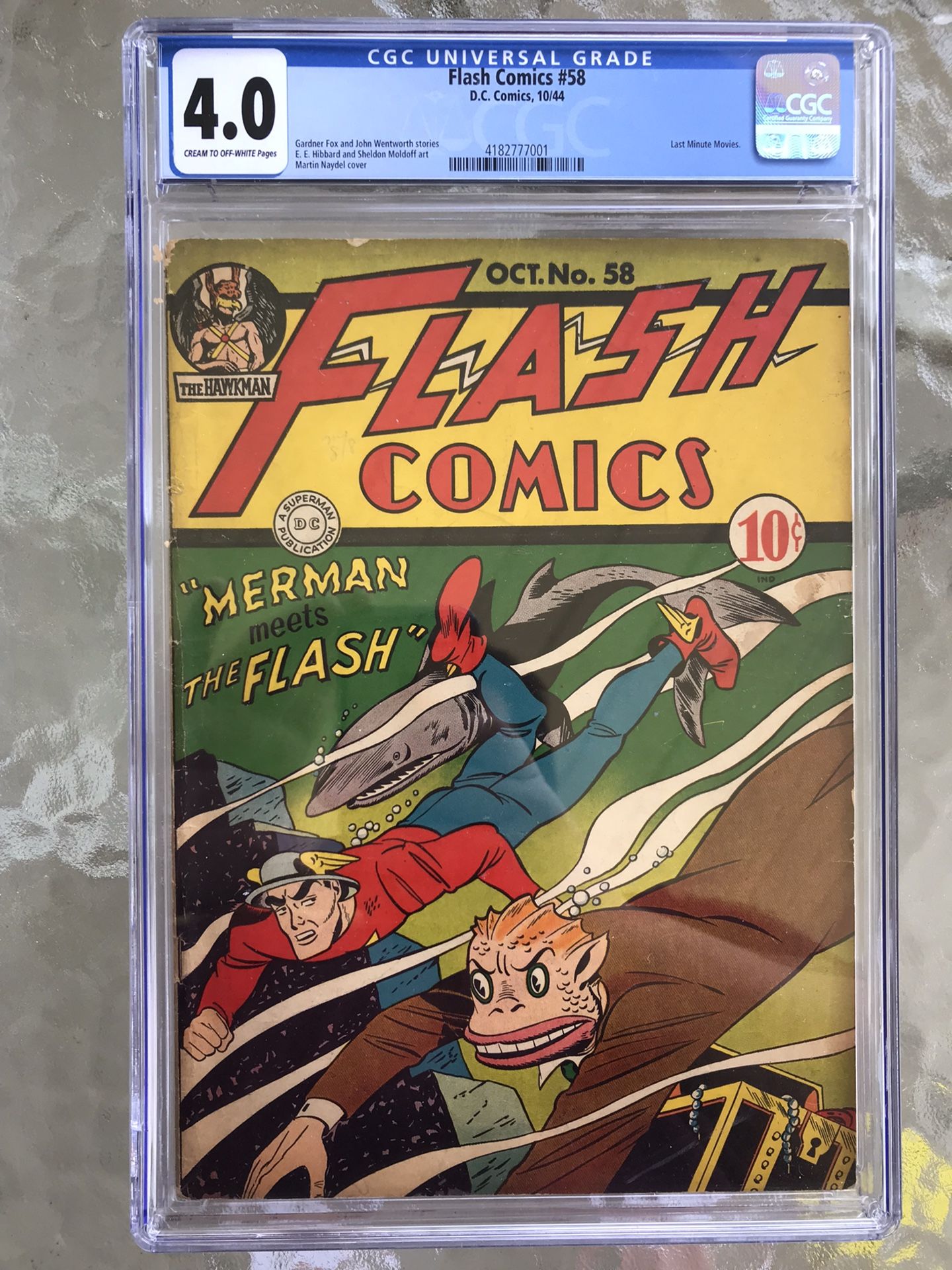 Flash Comics #58 (1944) CGC 4.0 — Flash Meets The Merman; Gardner Fox & Hibbard