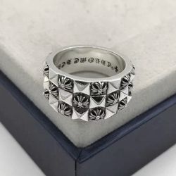 Ch cross ring oblique ring personality retro European and American ins Thai silver men’s and women’s couples