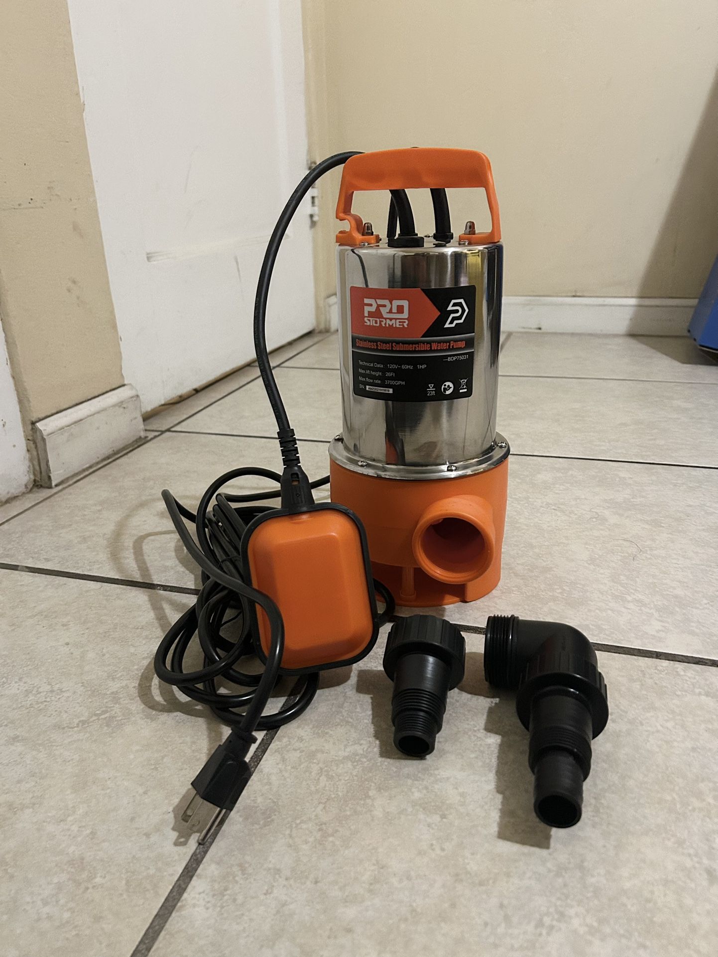 PROSTORMER 1HP Stainless Steel – 3700 GPH Power Drain Pump