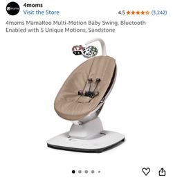 4moms MamaRoo Multi-Motion Baby Swing, Bluetooth Enabled with 5 Unique Motions, Sandstone