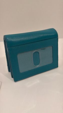 Teal Leather Trifold Wallet NEW