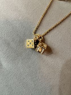 Kate Spade Gold Plated Lucky Streak Dice Necklace & Earrings Set