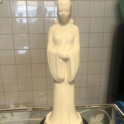Vintage 1940s White Porcelain Lady Lamp Base: