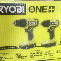 RYOBI ONE+ 18V Cordless 2-Tool Combo Kit with Drill/Driver, Impact Driver, (2) 1.5 Ah Batteries, and Charger  $139(Retail price) $100(Your Price)