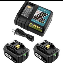 🔥Brand new🔥 2 Packs BL1850B 18 Volt 5.0Ah Battery and Charger Replacement for Makita18v Battery and Charger sw1