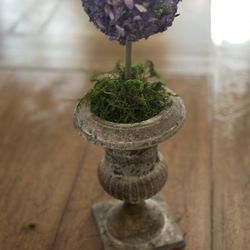 Hydrangea Topiary With Cast Iron Rustic Base