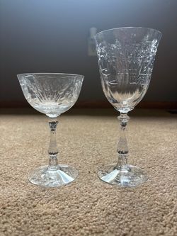 Set of 8 Cut Glass Stemware – 5 Small & 3 Large