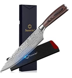 Sunnecko Chef Knife 8 inch German High Carbon Stainless Steel Kitchen Knife. NEW