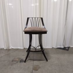 Dark Bronze Metal Swivel Bar Stool with Upholstered Seat
