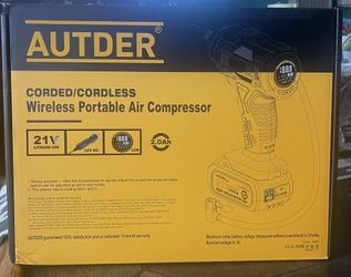 AUTDER 21V Tire Inflator Air Compressor, 180PSI Cordless Car Tire Pump