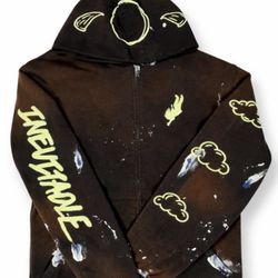 J. Cole Dreamwell Black Glow in the Dark Graphic Full Zip Hoodie XL Hooded 