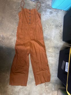 Rust Orange Linen Jumpsuit
