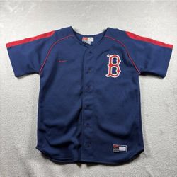 Vintage Nike Boston Red Sox Youth M Sewn Dustin Pedroia #15 MLB Jersey #3130