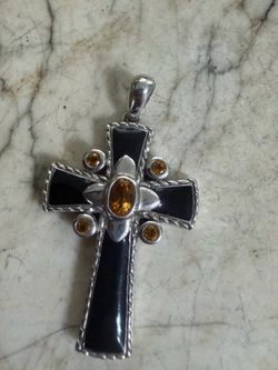Large sterling silver cross pendant