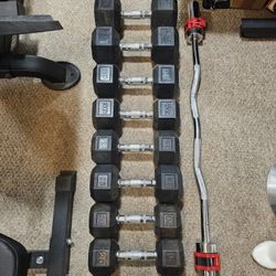 Weights Dumbbells And Curl Bar