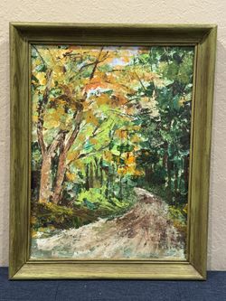 Incredible Vintage c1960s Expressionist Forest Oil Painting by Chase