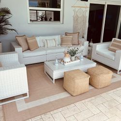 OUTDOOR SOFA & 4 CHAIRS & COFFEE TABLE