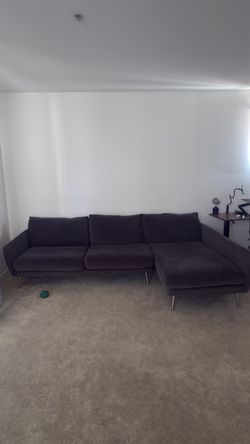 Dark Gray Fabric Sectional Sofa with Chaise
