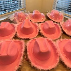 Pink adult cowgirl hats bachelorette wedding bride