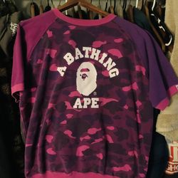  OG 2005 BAPE A BATHING APE PURPLE CAMO CREWNECK T SHIRT