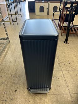 SONGMICS 13 Gallon (50 L) Slim Flute Trash Can Stainless Steel w/ Pedal - Midnight Blue