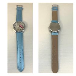 Hello Kitty Children Fashion Vintage Wrist Watch Steel with gems - Blue #5702