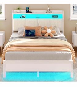 🚨 Moving Sale! Full Size LED Bed Frames with Charging Station – $120 Each 🛏️✨