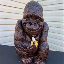 Gorilla Holding Banana Statue