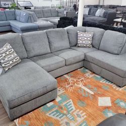 New Best Selling Gray Ashley Brand Double Chaise Sectional Sofa Couch