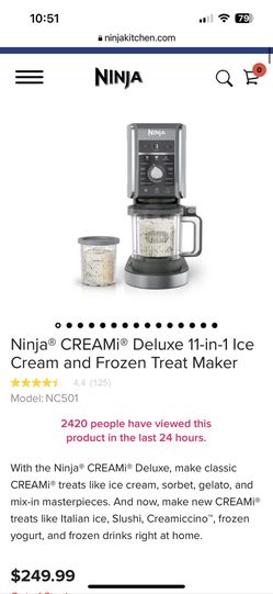 Ninja NC501 CREAMi Deluxe 11-in-1 Ice Cream & Frozen Treat Maker for Ice  Cream Brand New