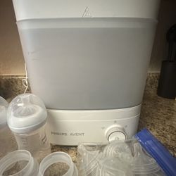 Infant Phillips Avent Baby Bottles And Sterilizer