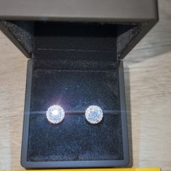 Moissanite Diamond Round Pave Earrings 6.5mm