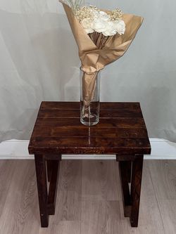 Rustic Dark Stained Wood Side Table