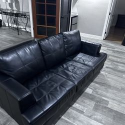 Queen Couch With Two Leather Chairs 