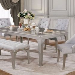 Brand New Silver & Grey 6pc Formal Dining Table Set