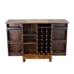 Mahogany Bar Cabinet with Copper Panels