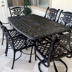 7pc  Heavy Hanamint Outdoor Patio Dining Table Set