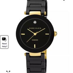 Anne Klein Watch, Women's Diamond Accent Black Ceramic Bracelet 33mm AK-1018BKBK
