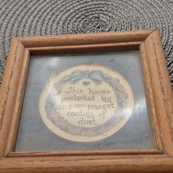 SM.\nAll handmade wooden amish horse and three other home decor items