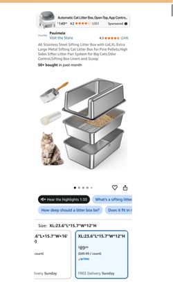 Stainless Steel Sifting Litter Box with Lid,XL  (j19)