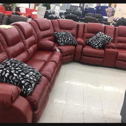 L Shaped Salsa Red 3 Piece Reclining Sectional🤩 Brand New 💥 Delivery Available 👍