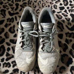 Gray And White Softball Cleats Used 