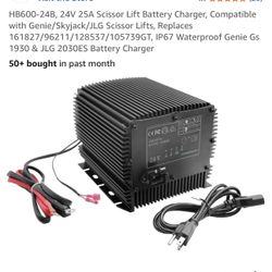 HB600-24B, 24V 25A Scissor Lift Battery Charger, Compatible with Genie/Skyjack/JLG Scissor Lifts, Replaces 161827/96211/128537/105739GT, IP67 Waterpro
