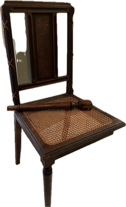 Antique Wood Project Chair with Cane Seat