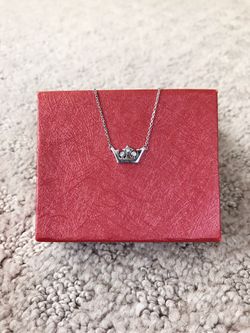 Diamond Princess Crown Sterling Silver Necklace