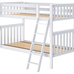 White Twin/Twin Bunk Bed Used Stock Photo Picture (Read Description)